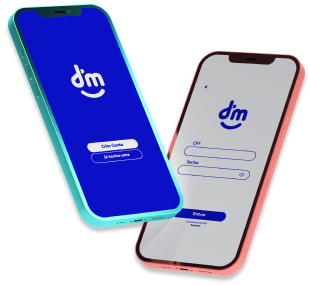 Dois smartphones com o DM App aberto